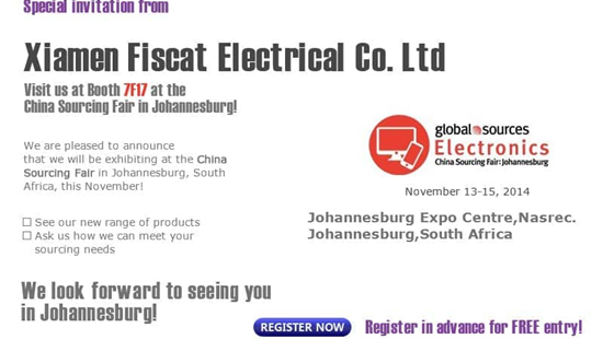 Fiscat će prisustvovati globalnom izvornom elektroniku u Johannesburg Južnoj Africi 11.-19. novembra 2014.